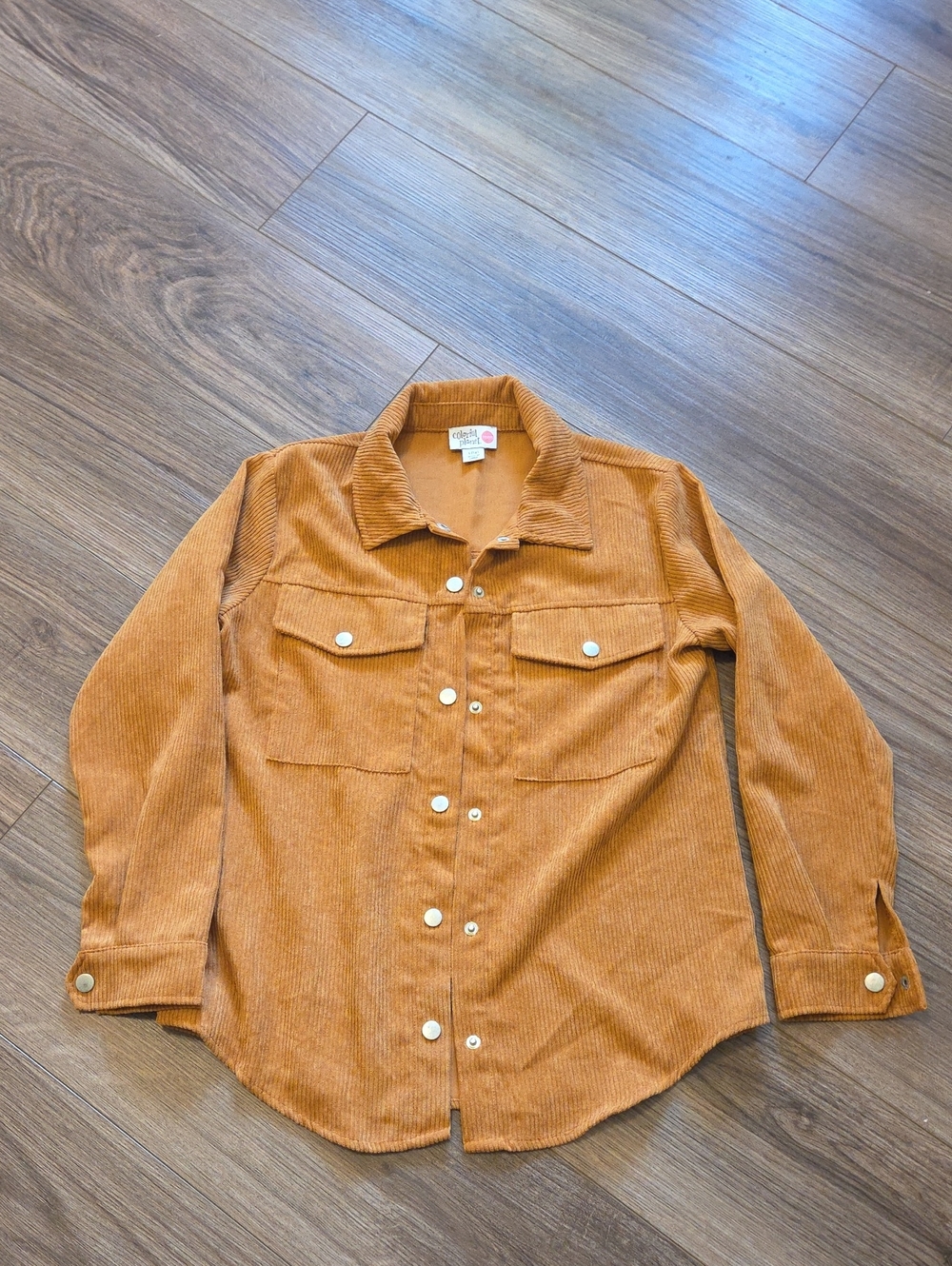 Kids Corduroy Button-Up Shirt Jacket - Tan